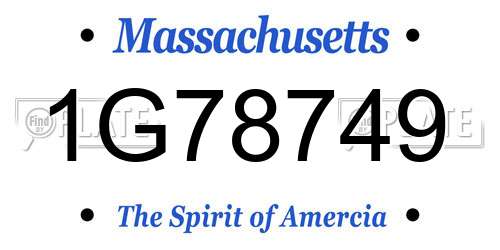 1G78749 Massachusetts License Plate