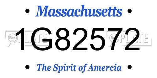 1G82572 Massachusetts License Plate