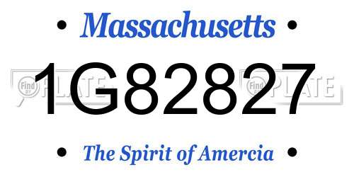 1G82827 Massachusetts License Plate