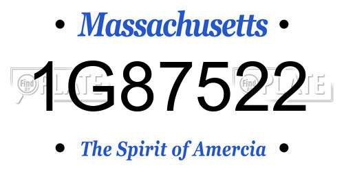 1G87522 Massachusetts License Plate
