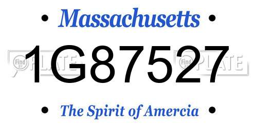 1G87527 Massachusetts License Plate