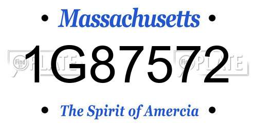 1G87572 Massachusetts License Plate