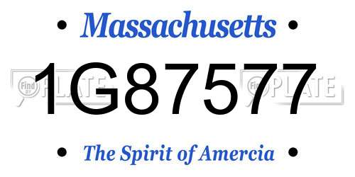 1G87577 Massachusetts License Plate
