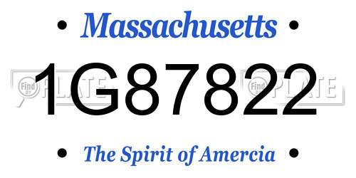 1G87822 Massachusetts License Plate