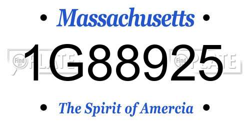 1G88925 Massachusetts License Plate