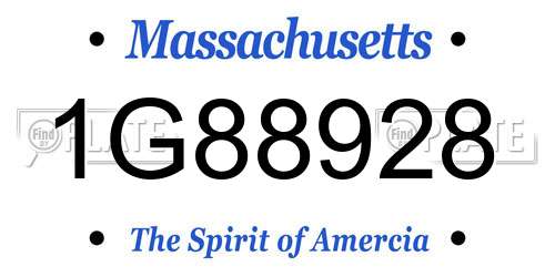 1G88928 Massachusetts License Plate