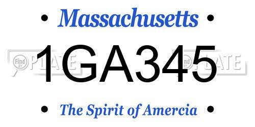 1GA345 Massachusetts License Plate