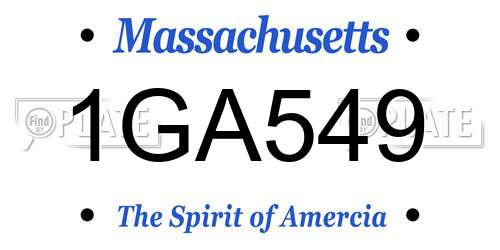 1GA549 Massachusetts License Plate