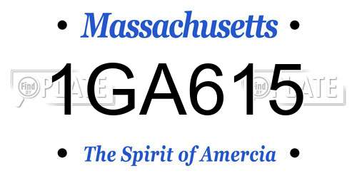 1GA615 Massachusetts License Plate