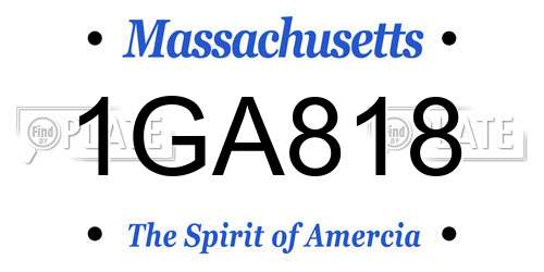 1GA818 Massachusetts License Plate
