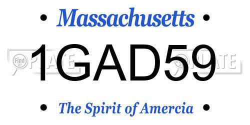 1GAD59 Massachusetts License Plate