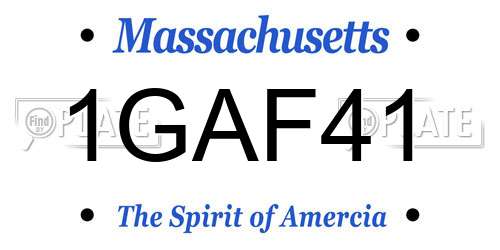 1GAF41 Massachusetts License Plate