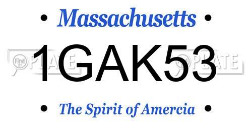 1GAK53 Massachusetts License Plate
