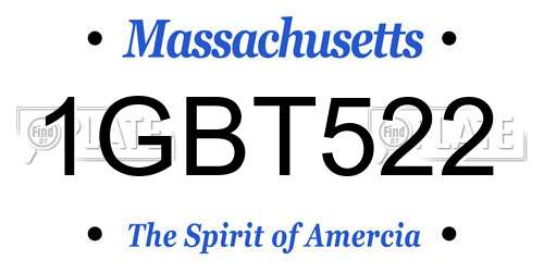 1GBT522 Massachusetts License Plate