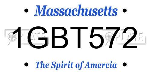 1GBT572 Massachusetts License Plate