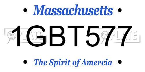 1GBT577 Massachusetts License Plate