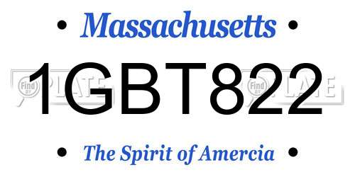 1GBT822 Massachusetts License Plate