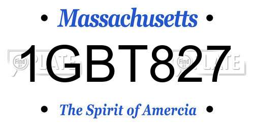 1GBT827 Massachusetts License Plate