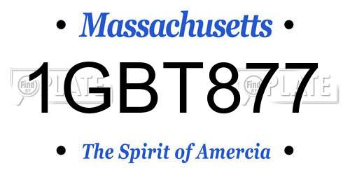 1GBT877 Massachusetts License Plate