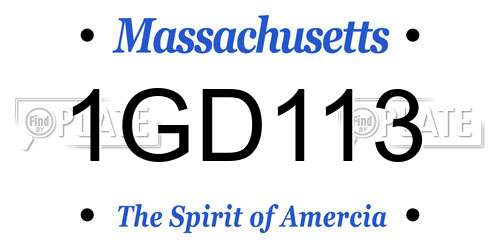 1GD113 Massachusetts License Plate