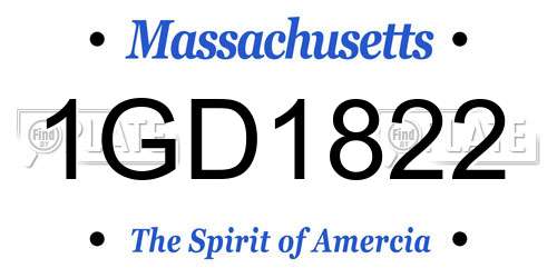 1GD1822 Massachusetts License Plate