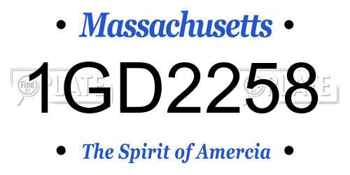 1GD2258 Massachusetts License Plate