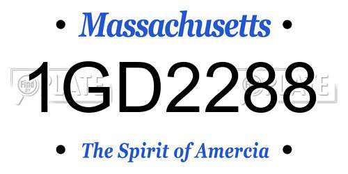 1GD2288 Massachusetts License Plate