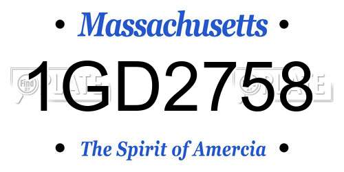 1GD2758 Massachusetts License Plate