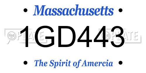 1GD443 Massachusetts License Plate