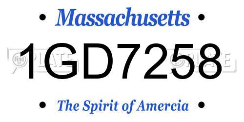 1GD7258 Massachusetts License Plate