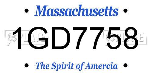1GD7758 Massachusetts License Plate