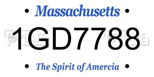 1GD7788 Massachusetts License Plate