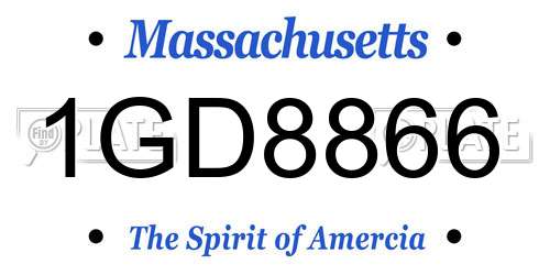 1GD8866 Massachusetts License Plate