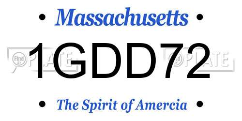 1GDD72 Massachusetts License Plate