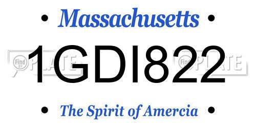 1GDI822 Massachusetts License Plate