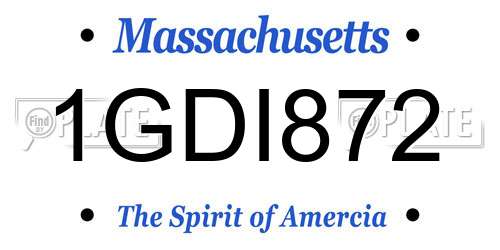 1GDI872 Massachusetts License Plate