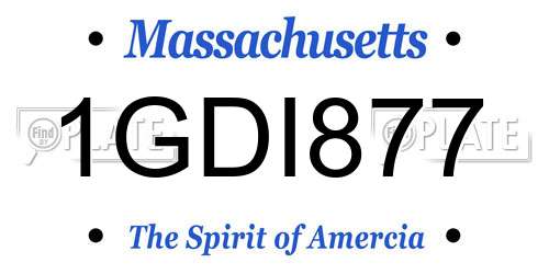 1GDI877 Massachusetts License Plate