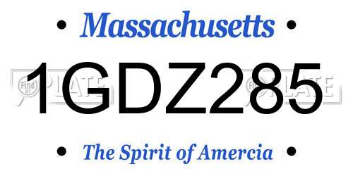 1GDZ285 Massachusetts License Plate