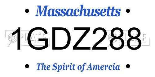 1GDZ288 Massachusetts License Plate