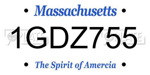 1GDZ755 Massachusetts License Plate