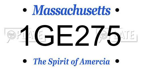 1GE275 Massachusetts License Plate