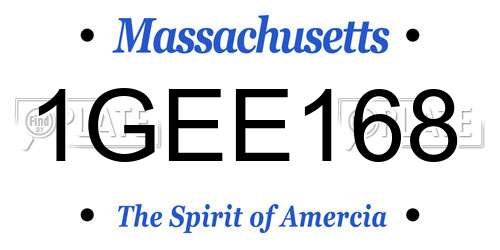 1GEE168 Massachusetts License Plate