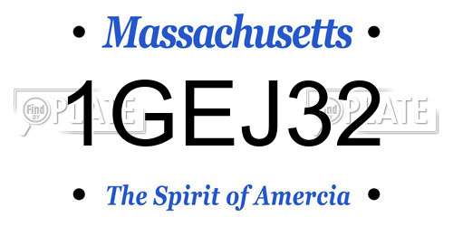 1GEJ32 Massachusetts License Plate
