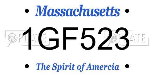 1GF523 Massachusetts License Plate