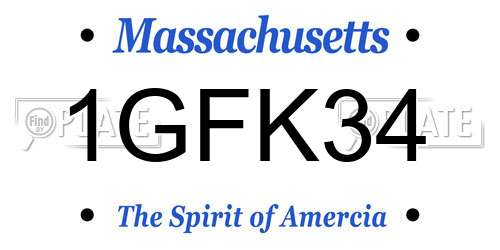 1GFK34 Massachusetts License Plate