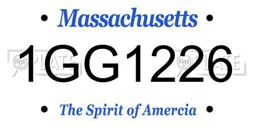 1GG1226 Massachusetts License Plate