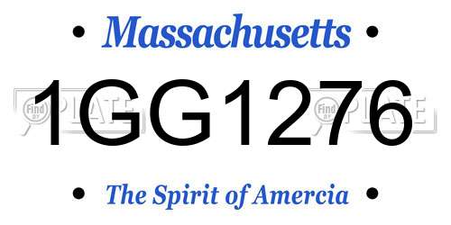 1GG1276 Massachusetts License Plate