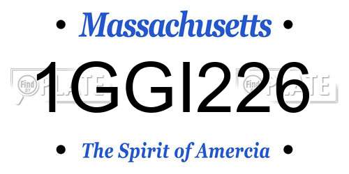 1GGI226 Massachusetts License Plate
