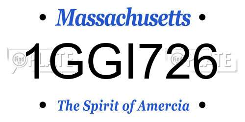 1GGI726 Massachusetts License Plate