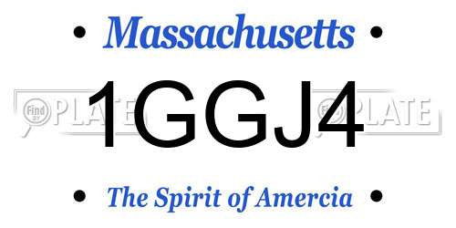 1GGJ4 Massachusetts License Plate